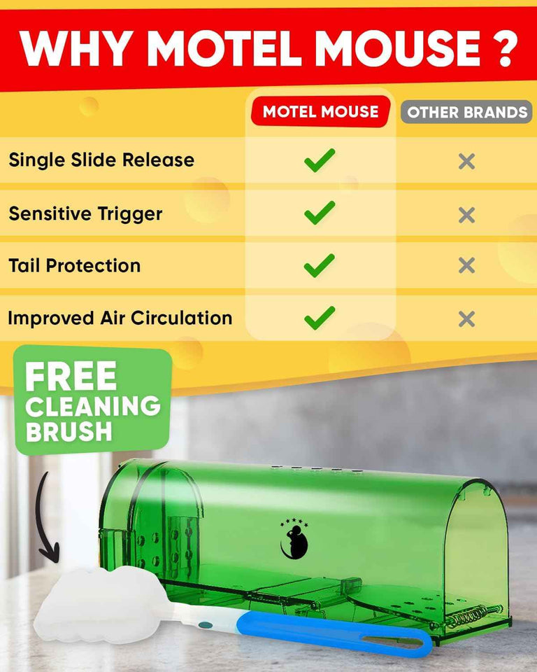 Reusable humane mouse traps, catch and release, easy cleaning, 4 pack with cleaning brush