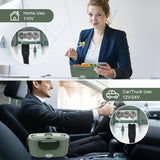 Vabaso Electric Lunch Box for Adults, 80W Heated Lunch Box Portable Food Warmer Lunch Box for Work/Men/Car/Truck with 1.5L 304 Stainless Steel Container Fork & Spoon, 110V/12V/24V