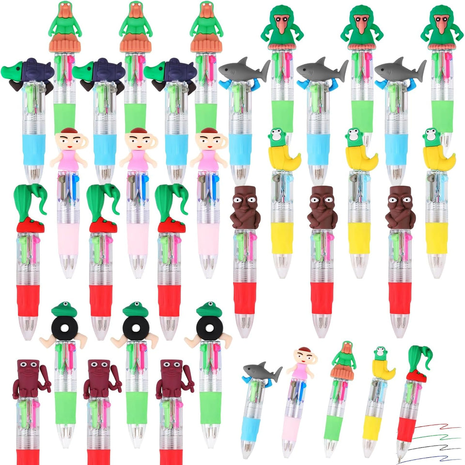 cZWZ 20Pcs Mini Multicolor Pens 4-in-1 Cute Ballpoint Pens for Kids Birthday Party Favors Gifts Teacher Supplies