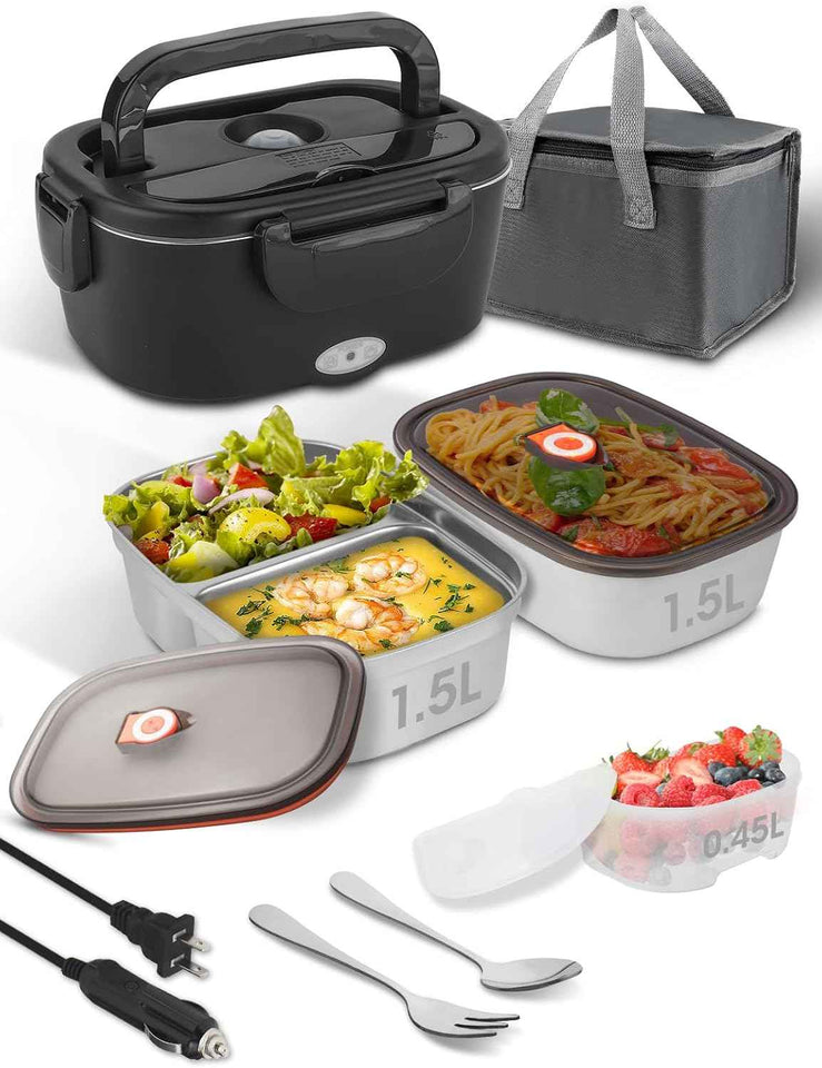100W Cordless Electric Lunch Box for Adults & Men, Rechargeable Battery Powered Heated Lunch Box, 1.2L Portable Food Warmer Lunchbox with 5-Sided Heating for Work Car Outdoor Use