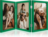 decorUhome Engineered Wood Trifold 4x6 Photo Frame with Plexiglass for Tabletop Display, Black, 3-Picture Frame