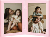 decorUhome double 4x6 picture frame vertical engineered wood bifold photo frame with plexiglass tabletop display black