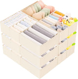Criusia 15-Piece Beige Fabric Drawer Organizer Set with 3 Sizes for Closet and Dresser