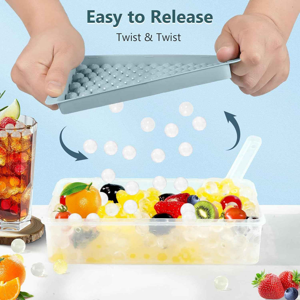 Mini Ice Cube Trays for Freezer with Lid - Chilling Drinks Coffee Juice (2 Pack/0.55In - Blue)