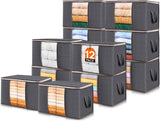 Lifewit 6 Pack Clothes Storage Bins with Lids, Foldable Blanket Storage Bags with Zippers, Clear Window and Reinforced Handles, Closet and Organization for Clothing, Sweater, Comforter, Bedding, Gray