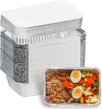 Aluminum Pans with Lids (50-Pack, 8.5"×6") 2.25 LB Capacity Foil Food Containers with Lids - 50 Pans and 50 Cardboard Covers - Disposable Tin Foil Pans - for Baking, Meal Prep and Freezer, Takeout