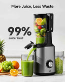 EUHOMY 5.8" Wide Feed Chute Cold Press Juicer, 400W, High Juice Yield, Slow Masticating Juicer for Whole Vegetables & Fruits