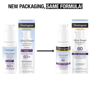 Neutrogena Ultra Sheer Face Sunscreen with SPF 60, 1.7 Fl Oz, Fragrance-Free, Water-Resistant