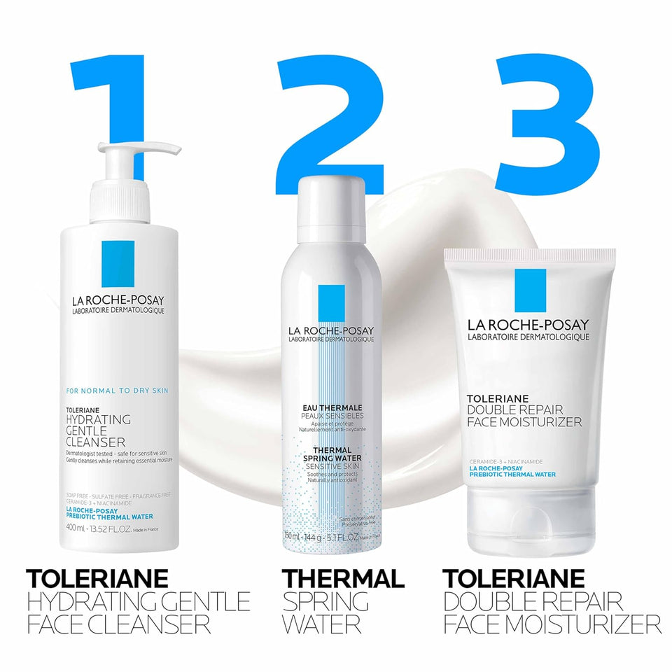 La Roche-Posay Toleriane Double Repair Face Moisturizer for all skin types with ceramide and niacinamide, fragrance-free, oil-free