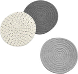 Potholders Set Trivets Set 100% Pure Cotton Thread Weave Hot Pot Holders Set, Gray