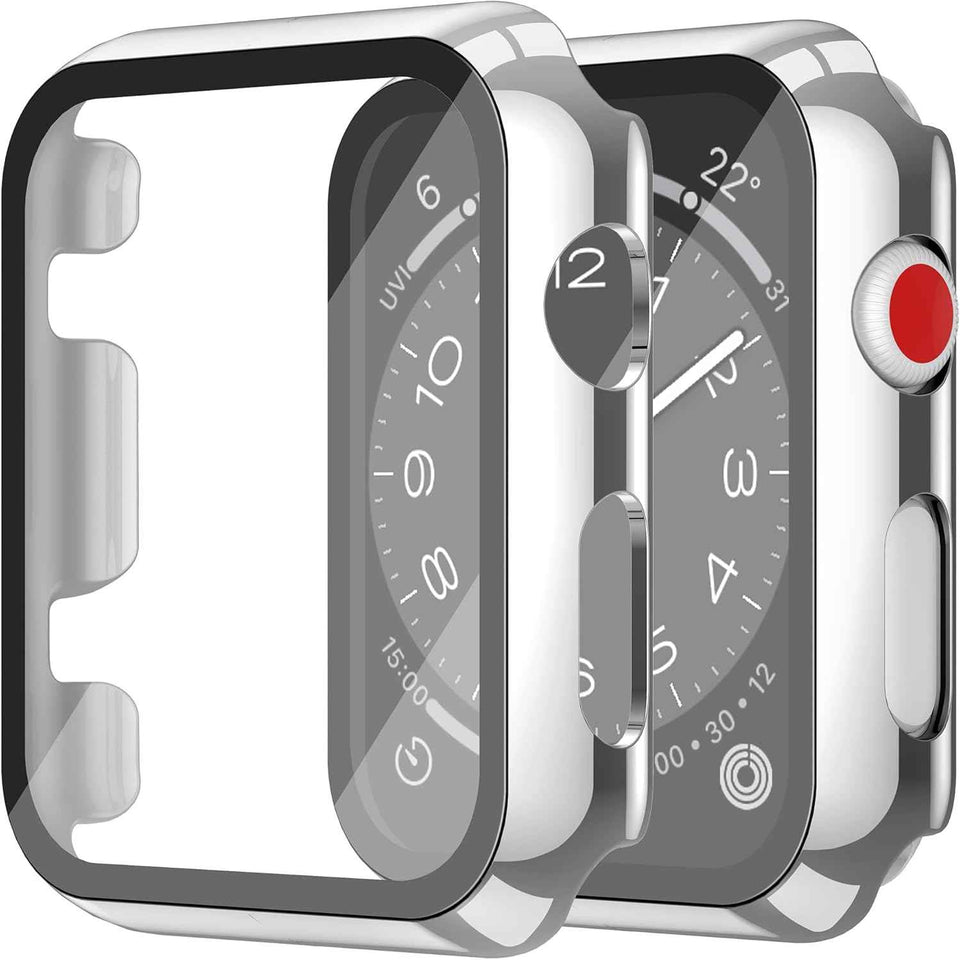 Misxi 2 Pack Tempered Glass Case Compatible for Apple Watch Series 11 (2025) Series 10 46mm, Screen Protector Cover for iWatch, Black