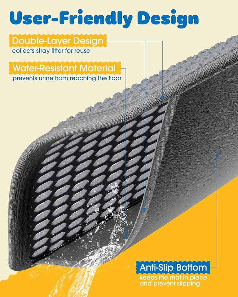 Grey Small Litter Trapping Mat, Easy to Clean Waterproof Kitty Litter Mats for Floor, 23.2'' x 14.6''