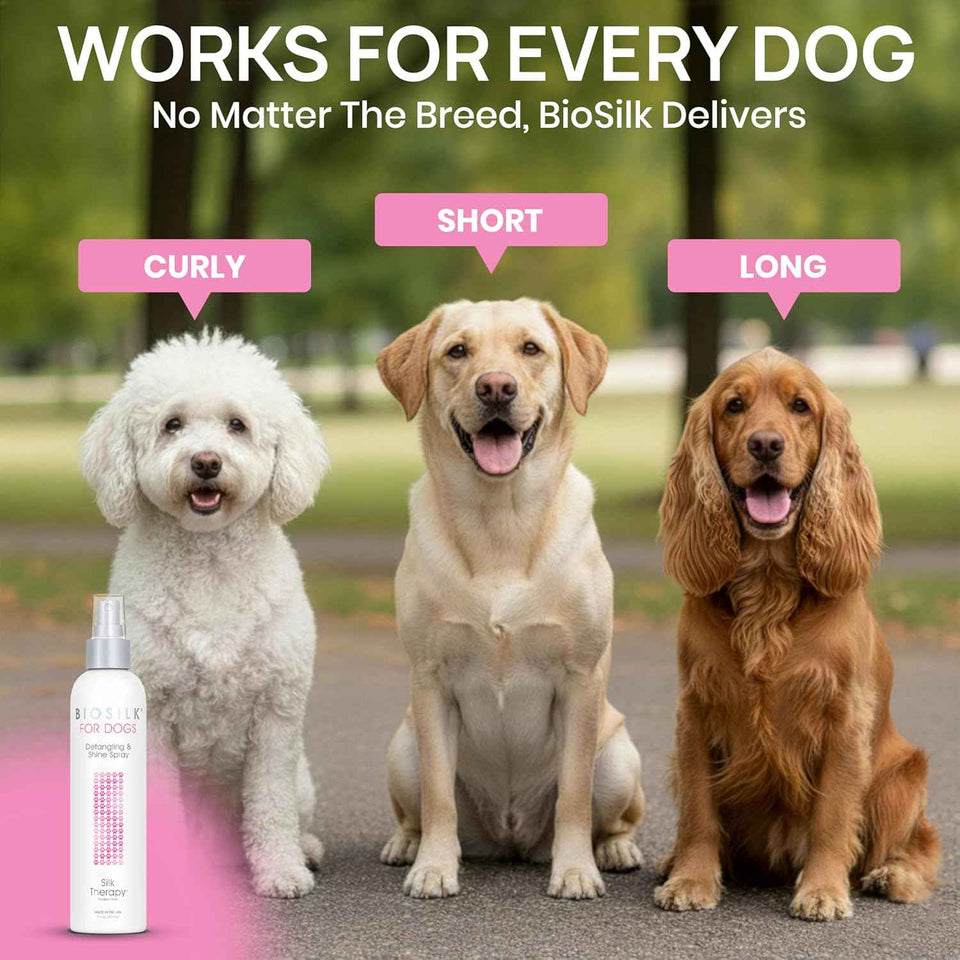 biosilk therapy detangling plus shine protecting mist for dogs | detangling spray for puppies and dogs with silk and vitamins
