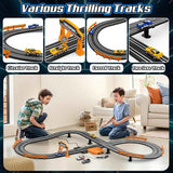 slot car race track set, 2 high-speed cars, battery or electric, dual racing game, lap counter, toys for kids