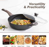 SENSARTE Nonstick Frying Pan Skillet with Lid, 12 Inch Large Deep Frying Pan, 5 Qt Non Stick Saute Pan with Cover, Induction Pan, Healthy Non Toxic Cooking Pan with Helper Handle, PFOA PFOS Free