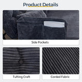 MAXYOYO Adjustable Floor Sofa Couch with 2 Pillows, Multi-Functional Bean Bag Bed, 5-Position Foldable Lazy Sofa Sleeper Bed with Armrest, Versatile Floor Seating for Reading, Dark Grey, Double
