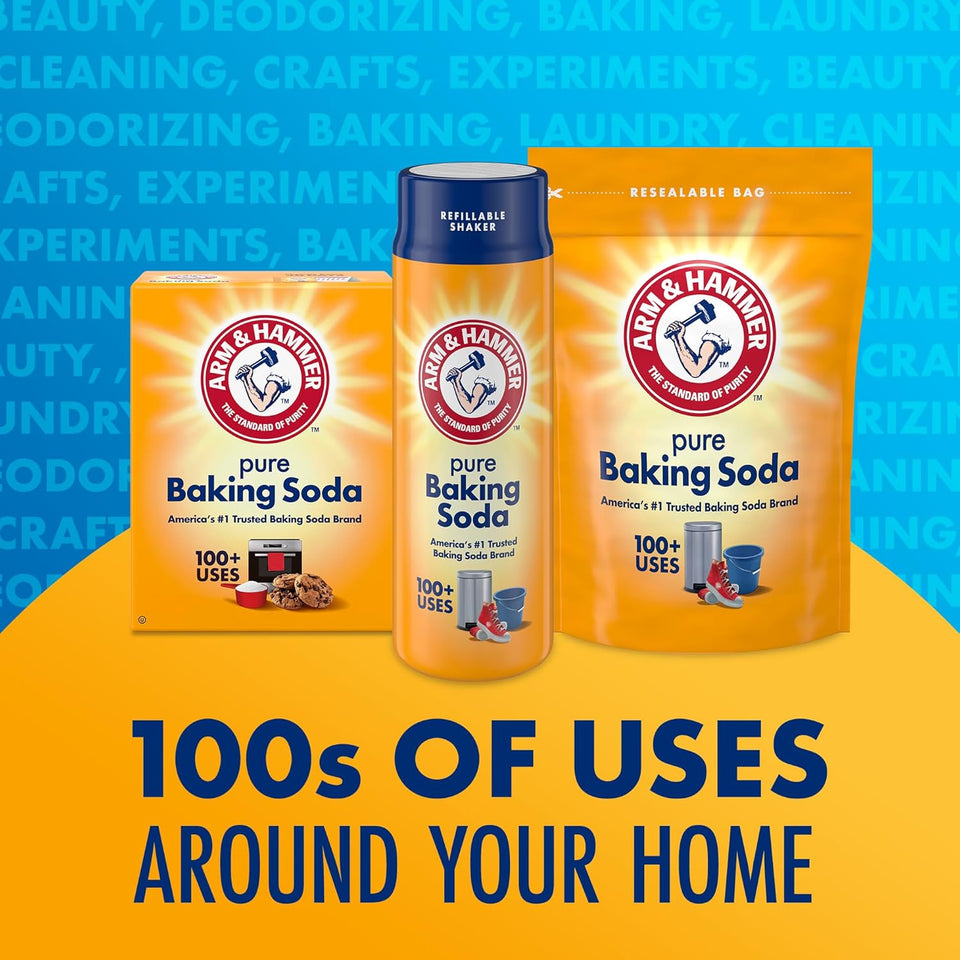 Arm & Hammer Pure Baking Soda Shaker, 12 Oz, Pack of 6, Free-Flowing Granules, Water-Resistant Container