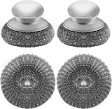 Stainless Steel Wool Scrubber with 2 Replacement Pads for Cleaning Metal Pans, Pots, Grills & More