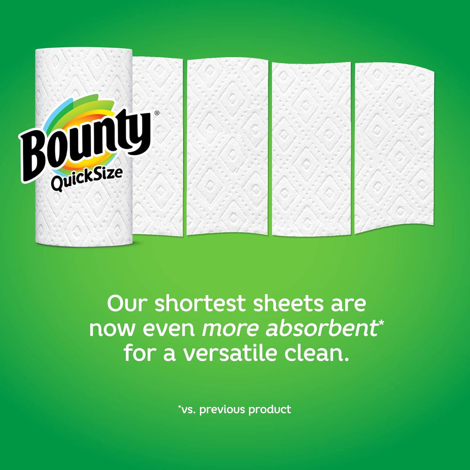 Bounty Quick Size Paper Towels, White, 8 Family Rolls = 20 Regular Rolls (Packaging May Vary)