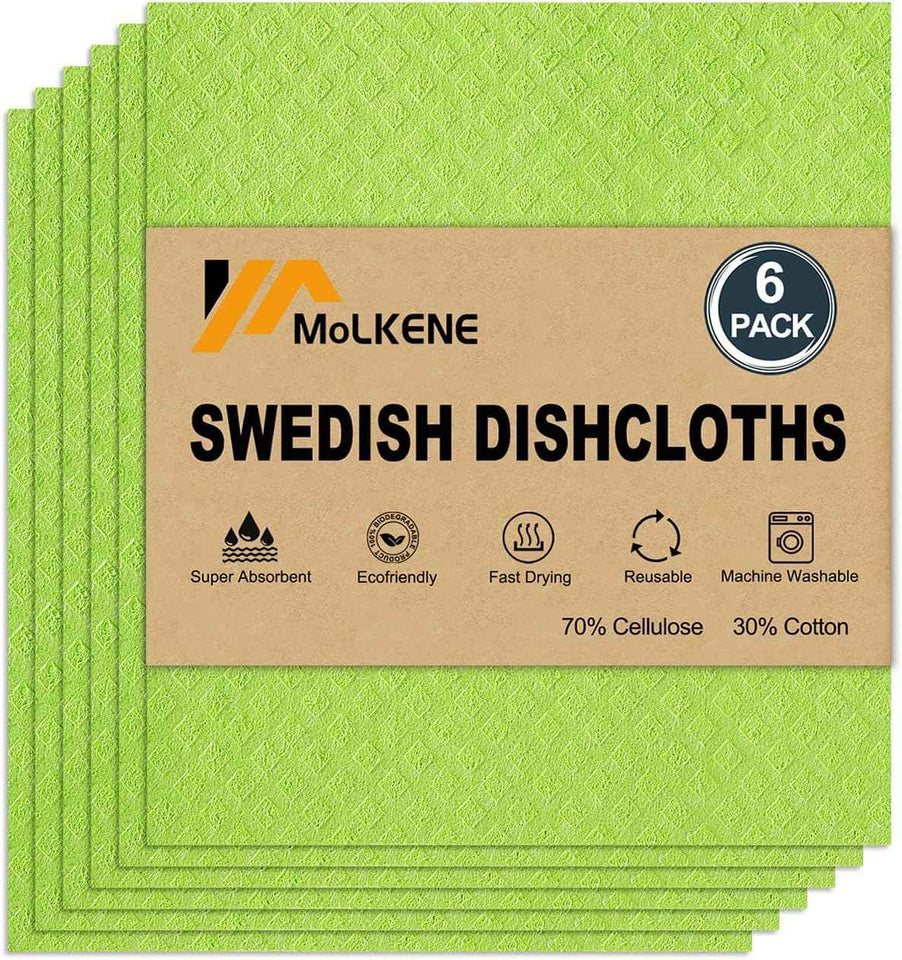 Swedish Dish Cloths - 10 Pack Reusable Kitchen Dishcloths - Ultra Absorbent Dish Towels for Washing Dishes - Cellulose Sponge Cloth Cleaning Rag - Assorted