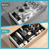 10 PCS Drawer Organizer Set, 4 Size Makeup Drawer Dividers with Non-Slip Pads, Interlocking Plastic Storage Bins for Office, Jewelry Vanity, Gadget, Bathroom, Kitchen
