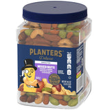 planters unsalted premium nuts 34.5 oz resealable container with roasted california pistachios and mixed nuts