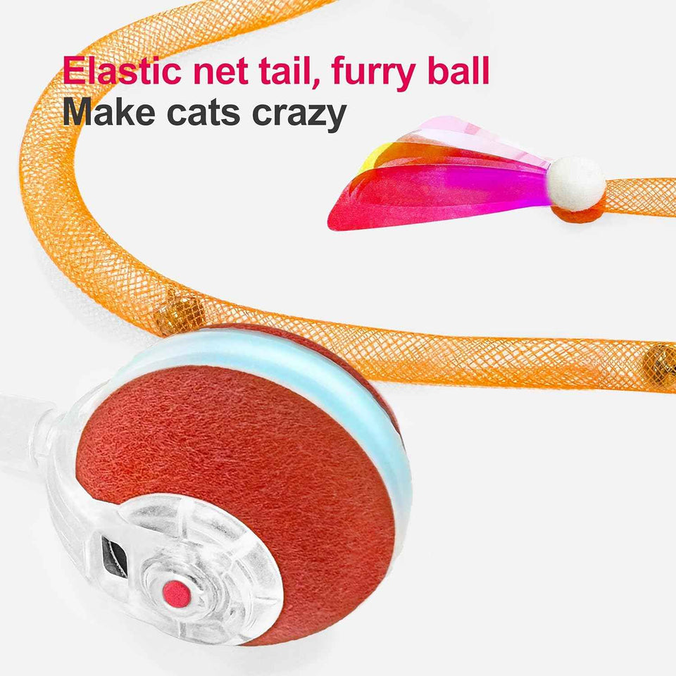 Interactive Cat Toy Orange 3rd Gen Agile Moving Ball with Elastic Tail for Indoor Cats