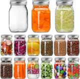 YINGERHUAN Glass Regular Mouth Mason Jars, 16 oz Clear Glass Jars with Silver Metal Lids for Sealing, Canning Jars for Food Storage, Overnight Oats, Dry Food, Snacks, Candies, DIY Projects (4PACK)