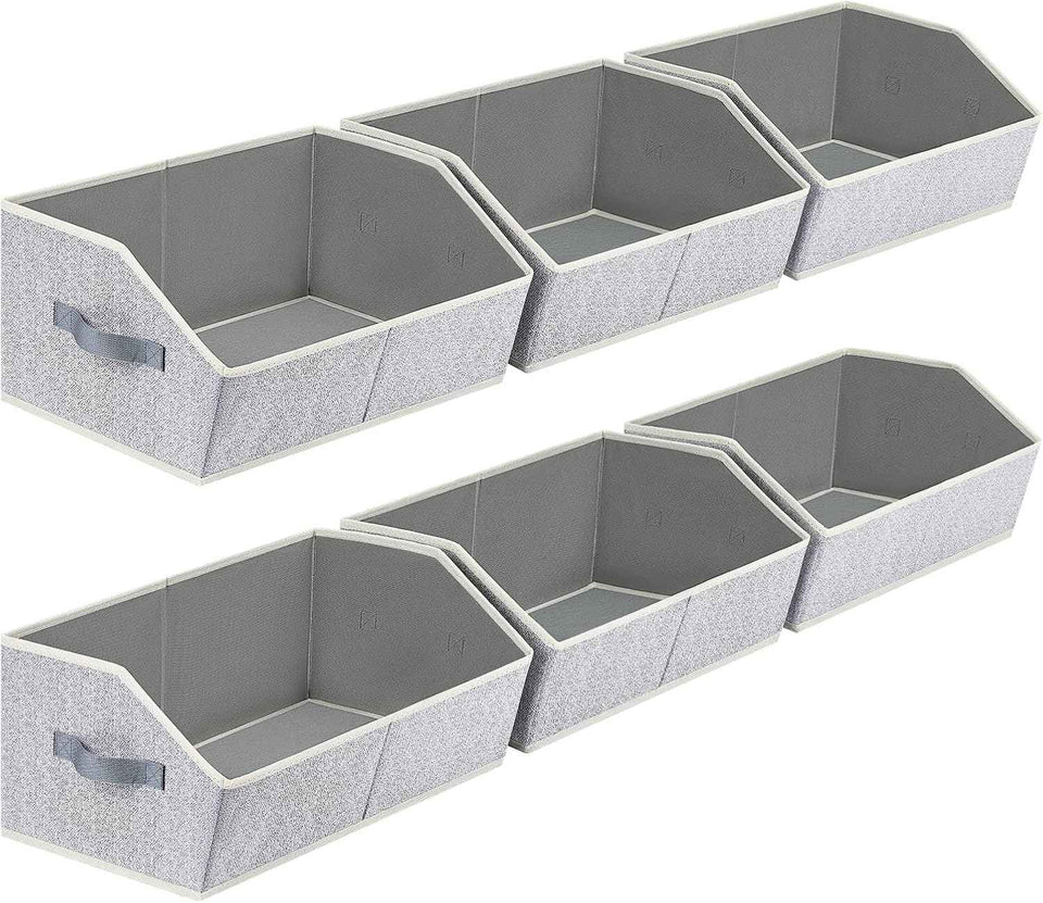 Closet Organizers Bins 6 Packs - Large Fabric Trapezoid Storage Bins for Clothes and Towels