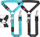 Blue and Black 3 in 1 Pet Dog Car Seatbelt Leash with Retractable Restraint and Adjustable Reflective Bungee Tether
