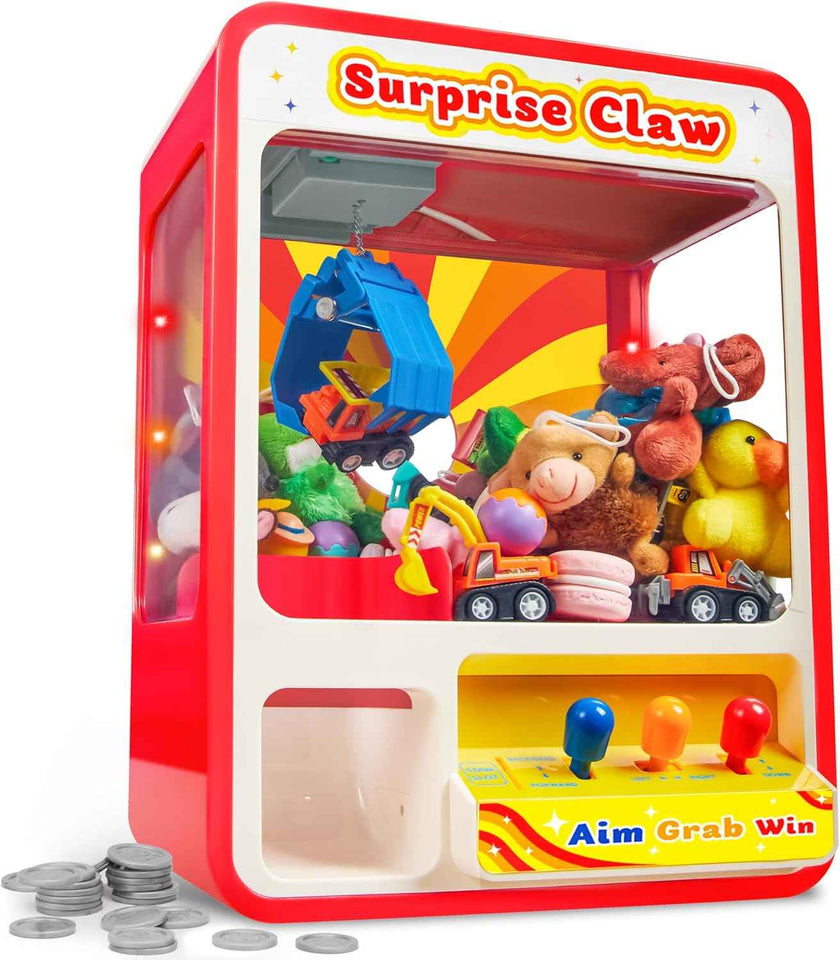 joyin claw machine arcade toy with led light & adjustable sound, rechargable, ages 3+