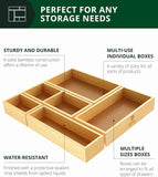ROYAL CRAFT WOOD 5-Piece Bamboo Drawer Organizer Set – Multi-Use Storage Trays for Kitchen, Bathroom, Office, Makeup, Jewelry & More – Junk Drawer Tray, Utensil Holder, Storage Box & Bin Set (5 Boxes)
