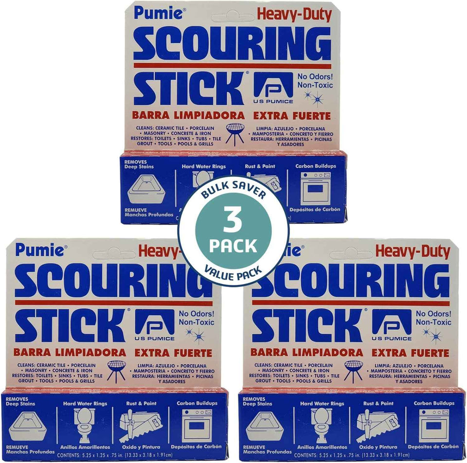 PUMIE Scouring Stick 2 Pack, Toilet Bowl Ring Remover, Heavy Duty Extra Strong Pumice Cleaning Bar, Pumice Stone for Cleaning Toilet Rings, Bathroom & Kitchen Stains by USPumice