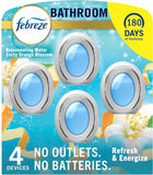 Febreze Bathroom Air Freshener 4 Count Odor Fighting, Long Lasting Plug In Alternative for Small Spaces