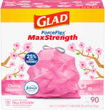 Glad Tall Kitchen Trash Bags 13 Gallon, MaxStrength Cherry Blossom Garbage Bags, Drawstring, 90 Count - Rayz Mart