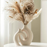 snuggle hollow ceramic vase set of 2 milky white nordic modern boho home decor