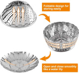 Stainless Steel Steamer Basket for Steaming Cooking, Expandable to Fit Various Size Pots (5.5" to 9.3")