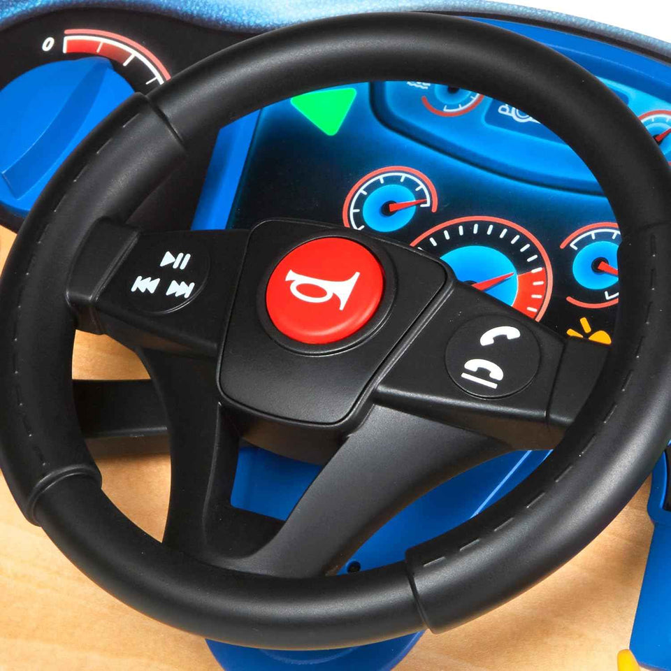 Melissa & Doug Vroom & Zoom, Interactive Wooden Dashboard, Racing Car Steering Wheel Toy, Lights & Sounds, Preschool Learning Toys for Girls & Boys 3+ - FSC Certified