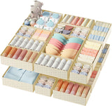 DIMJ Drawer Organizer Clothes, 12 Pack Dresser Organizer, Foldable Closet Organizers and Storage, Fabric Dresser Bins, Drawer Dividers for Nursery, Baby Clothes, Underwears, Sock (Beige)
