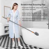 Tile Tub Scrubber Brush with 3 Different Function Cleaning Heads and 56" Extendable Long Handle-No Scratch Shower Scrubber for Cleaning Bathroom Kitchen Toilet Wall,Bathtub,Sink,Grey