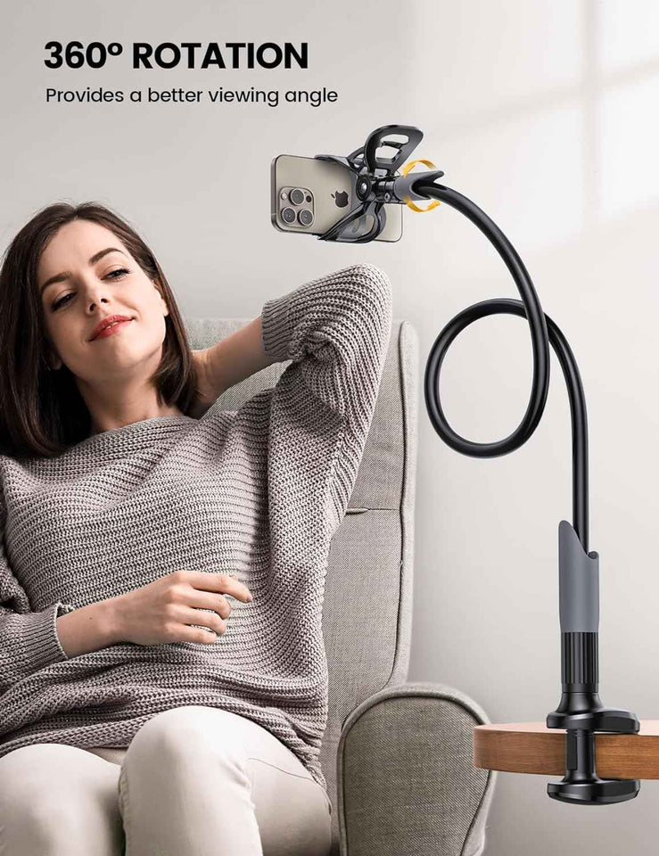 Lamicall phone mount, flexible long arm for bedside, desk, and headboard, fits 4-7" phones, iPhone 14 to 17 Pro Max