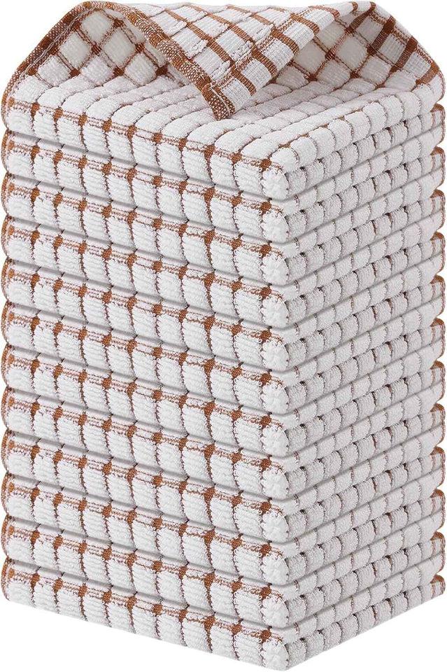 Kitinjoy Cotton 8 Pack Terry Kitchen Dish Cloths, 12 x 12 Inches Super Soft and Absorbent Dish Rags, Quick Drying Dish Towels for Washing Dishes, Mixed Color
