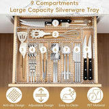Expandable Silverware Organizers for Kitchen Drawer, Clear Utensil Drawer Organizer Tray, Adjustable Cutlery Flatware Holder for Spoon Fork Knife, Plastic Spatula Tools Gadgets Storage Divider