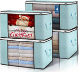 90 L Large Storage Bags, 6 Pack Clothes Storage Bins Foldable Closet Organizers Storage Containers with Reinforced Handle for Clothing, Blanket, Comforters, Bed Sheets, Pillows and Toys (Gray)