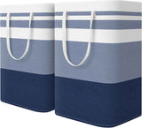 HomeHacks 2 Pack Large Laundry Baskets, Waterproof, Freestanding Laundry Hampers, Collapsible Clothes Hamper with Reinforced Handles in Laundry Room, College Dorm, Bathroom, Bedroom (Grey, 75Lx2)