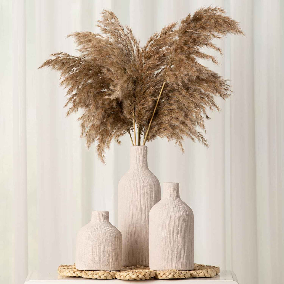 Ceramic White Flower Vase Set of 3 Home Decorations for Living Room Kitchen
