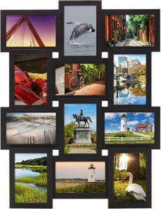 Melannco 18x23 Inch Black Collage Picture Frame - Multi-photo Frame with 12 Openings - Six 6x4 and Six 4x6 Slots - Wall Mounted Gallery Frame for Family Photos - Home Decor Multi-picture Frame