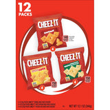 cheez-it variety pack, 12.1oz box, 12 packs, original, white cheddar, cheddar jack flavors