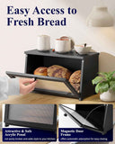 Kitsure Wooden Bread Box with Window, Large Capacity Kitchen Organizer, Stylish Black Storage Container