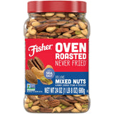 Fisher Oven Roasted Deluxe Mixed Nuts, 24 Ounces, No Added Oil, Gluten Free, Almonds, Cashews, Pecans, Pistachios